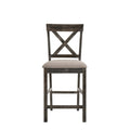 Wooden Counter Height Chair With X Shaped Backrest And Built In Footrest, Set Of 2, Gray Gray Wood