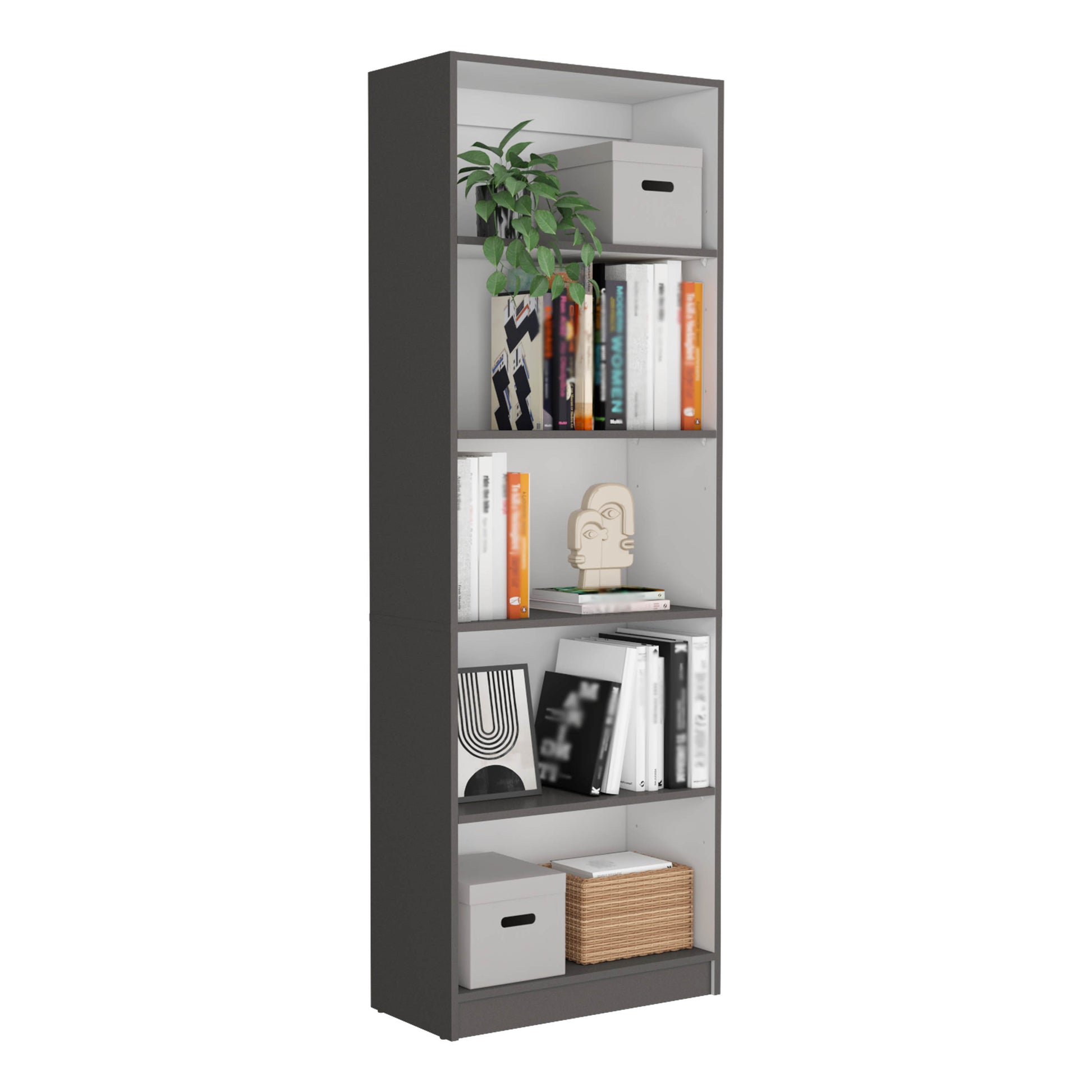 Aynor 3 Piece Home Bookcase Set, 74" Wide With 12 Shelves And 2 Door Cabinetliving Room Set Matt Gray White Multicolor Office Modern Particle Board