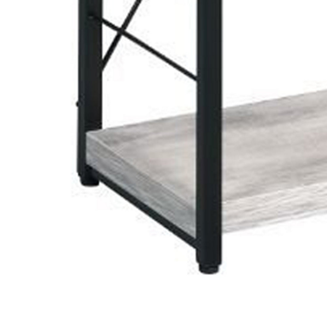 Industrial Bookshelf With 4 Shelves And Open Metal Frame, White And Black White Black Solid Wood