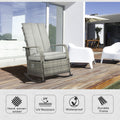 Outsunny Outdoor Rattan Rocking Chair Patio Recliner With Soft Cushions, Adjustable Footrest, Max. 135 Degree Backrest, Pe Wicker, Gray Gray Wicker
