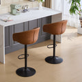 Adjustable Swivel Bar Stools, Mid Century Modern Pu Leather Upholstered Counter Height Bar Stool, Kitchen Island Barstools With Minimalism Style, 1 Chair 1Carton,Brown Brown Pu Mid Century Modern,Minimalist Bar Stools 1 Foam Pu Leather