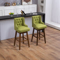 Coolmore Bar Stools Set Of 2 Counter Height Chairs With Footrest For Kitchen, Dining Room And 360 Degree Solid Wood Legs Swivel Bar Stools Set Of 2 Olive Linen Olive Foam Linen