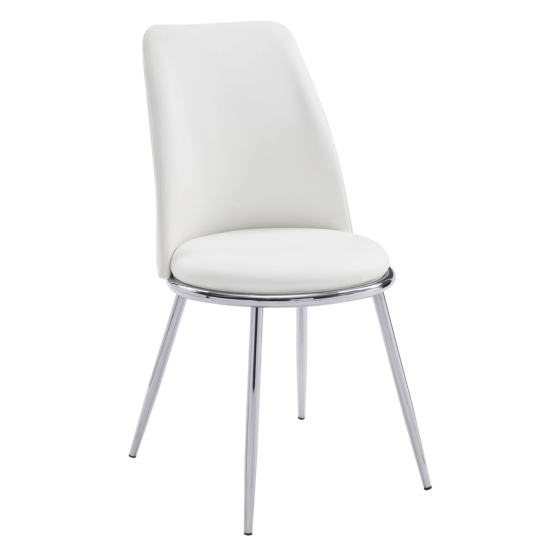 White And Chrome Tight Back Side Chairs Set Of 2 White Primary Living Space Contemporary Foam Fabric Metal