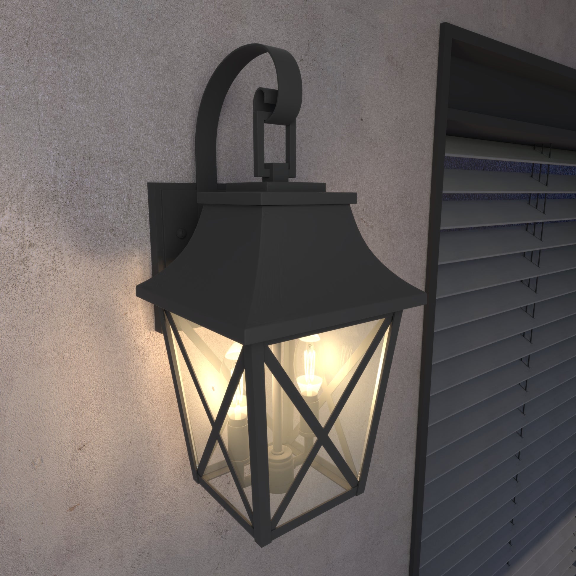 Black Outdoor Wall Lantern 2 Light,Large Outside Modern Wall Sconce Light Fixture,Industrial Porch Light Wall Mount With Glass,Waterproof Farmhouse Exterior Lamp Lighting 1 Pack Black Aluminium