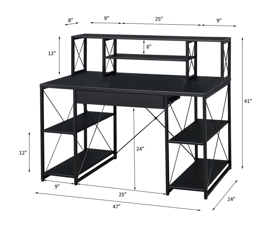 Amiel All Purpose Black Finish Writing Desk Black Synthetic Wood