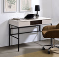 Verster Natural & Black Finish Writing Desk W Usb Black,Natural Metal,Synthetic Wood