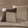 7 Piece Faux Suede Comforter Set Beige Cal King California King Beige Polyester