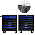 7 Drawers Multifunctional Tool Cart With Wheels Black Blue Black Blue Steel