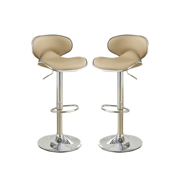 Adjustable Brown Faux Leather Bar Stools, Set Of 2 Solid Brown Dining Room Bar Stools Mdf