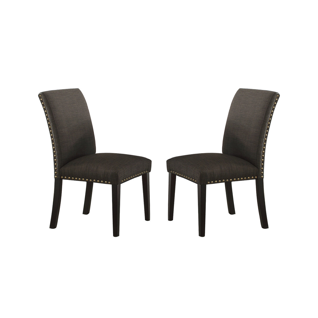 Ployfiber Upholstered Dining Chair, Ash Black Set Of 2 Solid Black Dining Room Transitional Side Chair Birch Solid Back Mdf