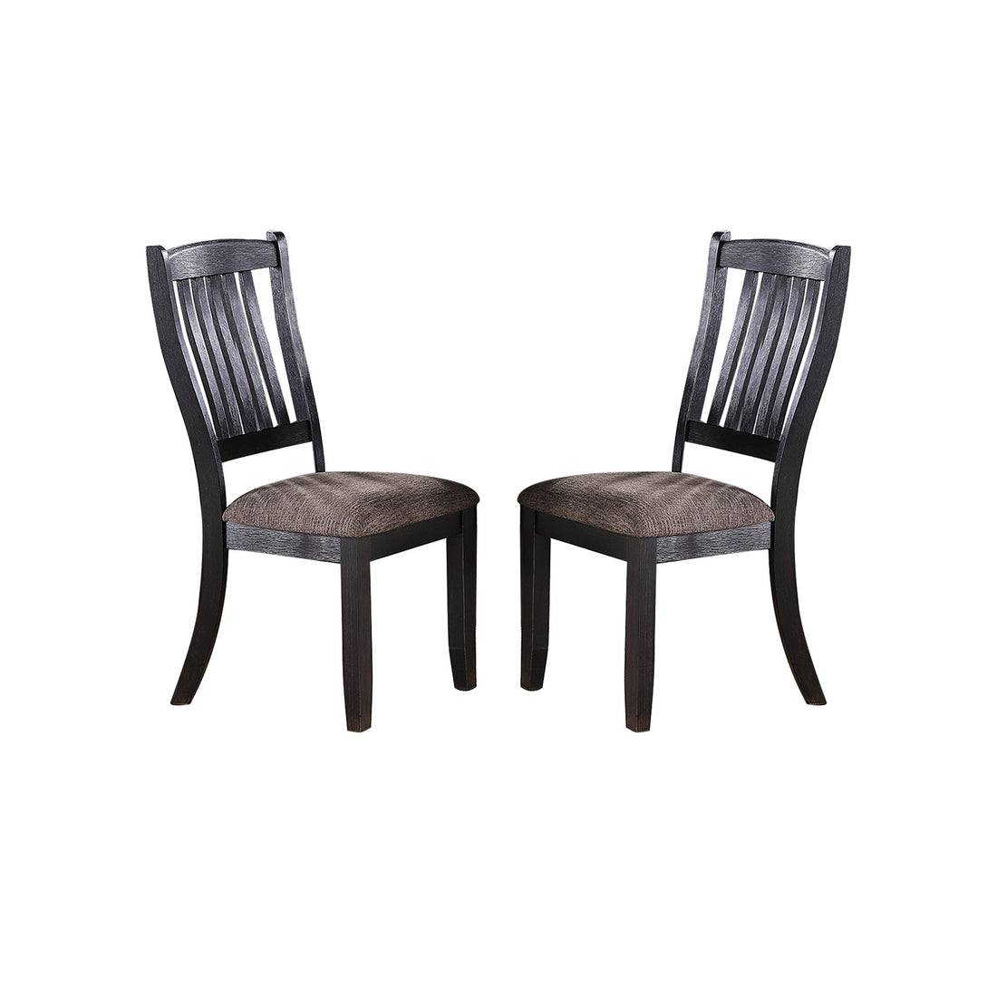 Dark Coffee Fabric Upholstered Side Chairs, Black Set Of 2 Solid Coffee Dining Room Dining Chairs Slat Back Solid Wood