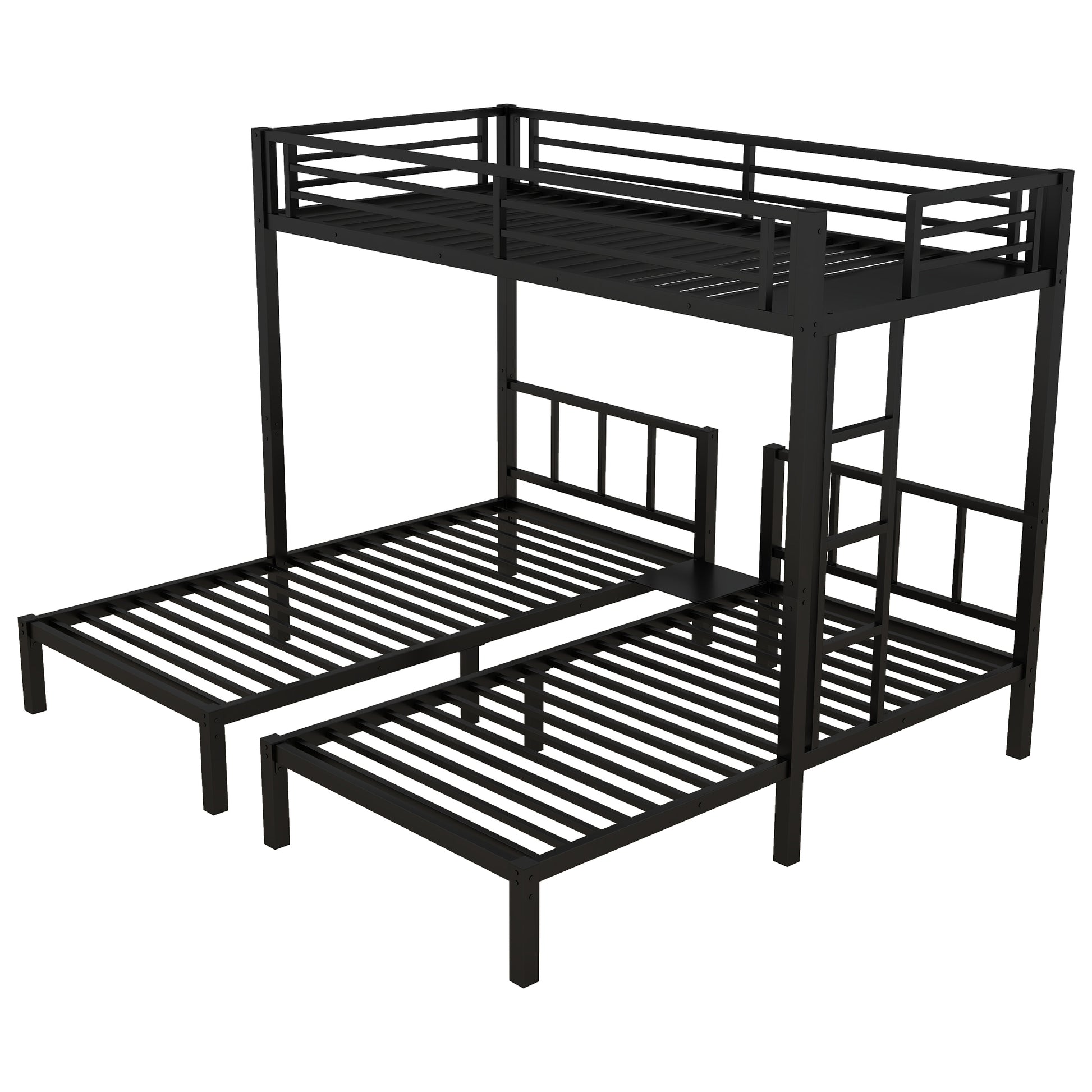 Twin Over Twin & Twin Bunk Beds For 3, Twin Xl Over Twin & Twin Bunk Bed Metal Triple Bunk Bed, Black Black Metal