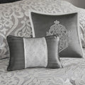 8 Piece Jacquard Comforter Set Silver Silver Cal King California King Silver Silver Polyester