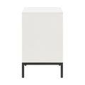 Beautiful White And Walnut Finish 1Pc Nightstand Of Drawers Self Closing Glides Black Metal Legs Flat Tone Pocket Pulls Modern Bedroom Furniture White Walnut 2 Drawers Bedside Cabinet Bedroom Wood