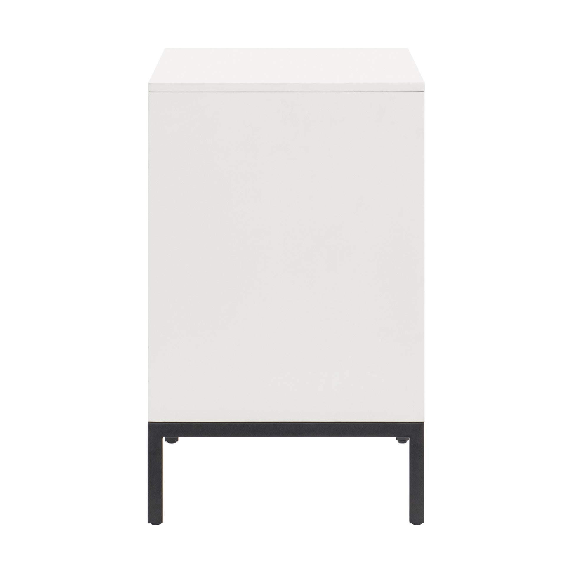 Beautiful White And Walnut Finish 1Pc Nightstand Of Drawers Self Closing Glides Black Metal Legs Flat Tone Pocket Pulls Modern Bedroom Furniture White Walnut 2 Drawers Bedside Cabinet Bedroom Wood