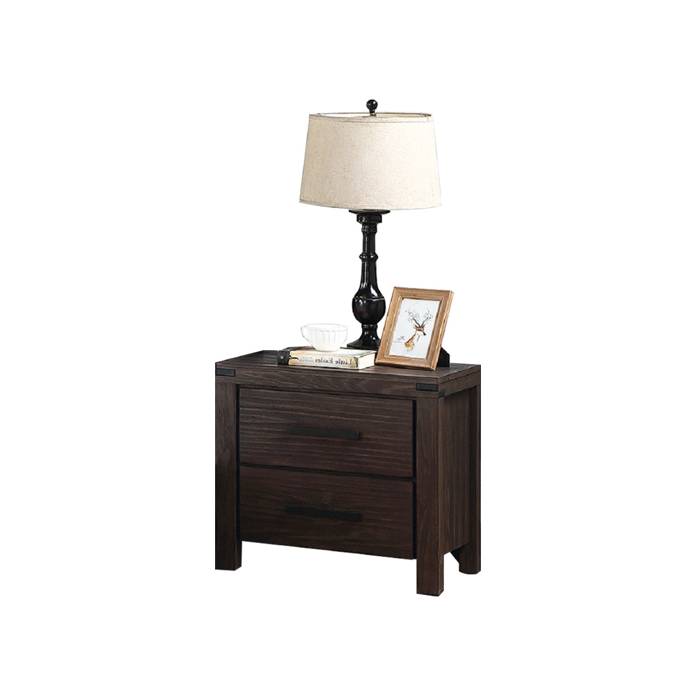 2 Drawers Nightstand In Dark Grey Dark Grey 2 Drawers Bedroom Rectangle Easy Assembly Solid Wood