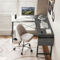 L Shaped Desk Gaming Computer 50 Inch Reversible Corner Table Pc For Writing Study Student With Wood Tabletop Metal Frame Cpu Stand Side Bag For Home Office Small Place, Grey Grey Wood