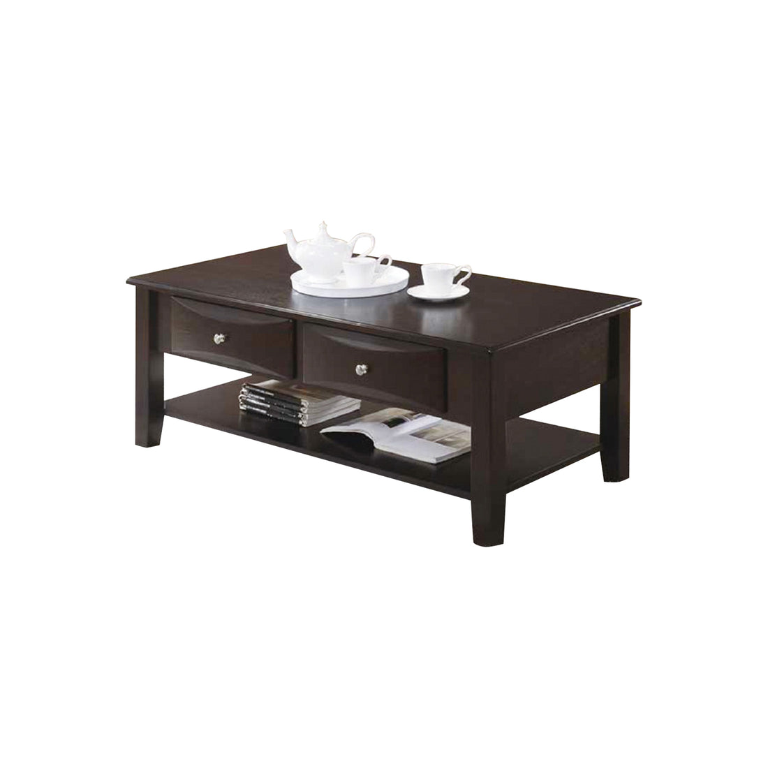 Coffee Table Of Two Drawers In Brown Brown Primary Living Space Rectangular Drawers Coffee & End Tables Solid Wood