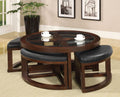 Dark Walnut Coffee Table Glass Insert Top Ottoman Included Table Set Living Room Furniture Walnut Brown Primary Living Space Classic,Contemporary,Luxury,Traditional Coffee & End Tables Solid Wood