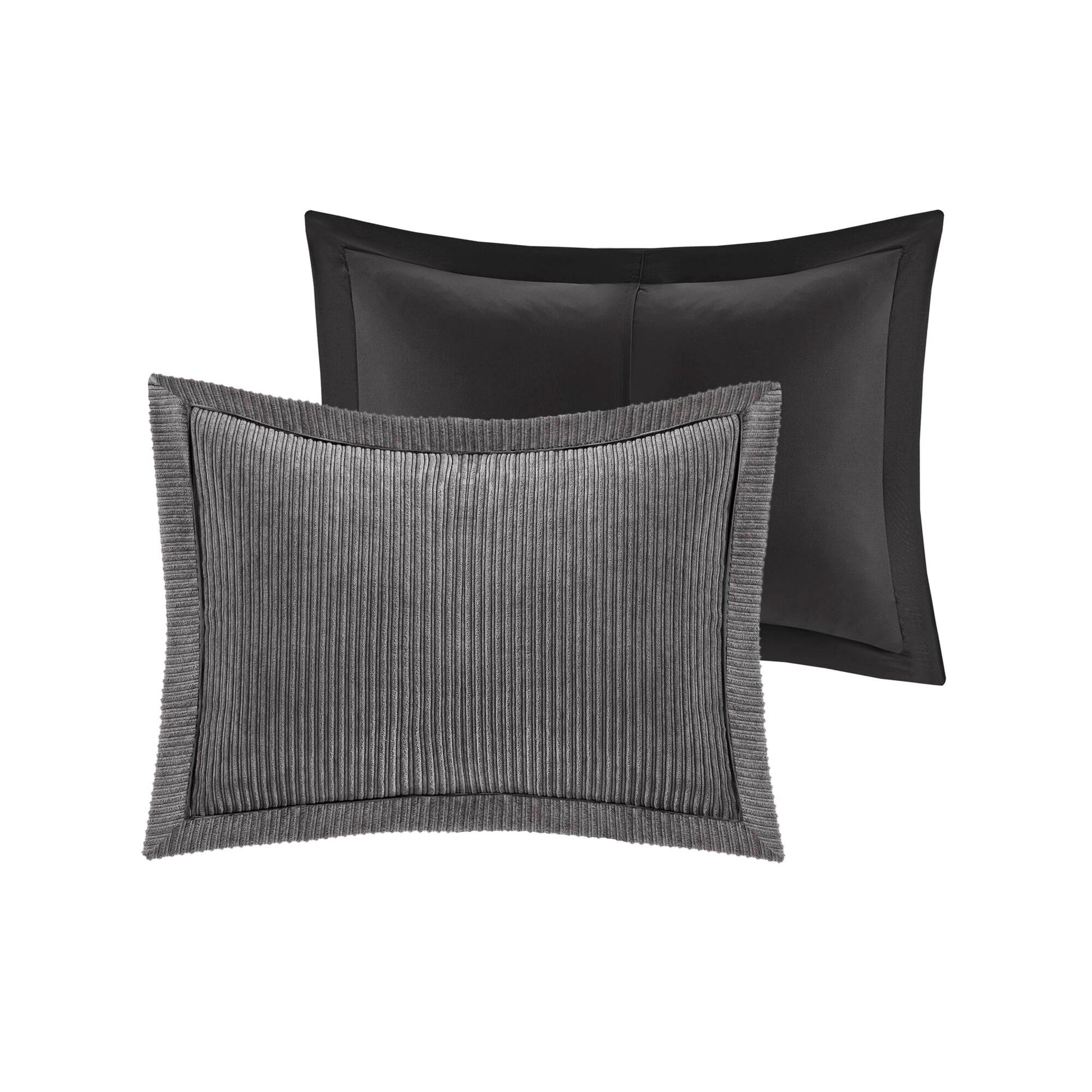 7 Piece Micro Corduroy Comforter Set Grey Cal King Grey Polyester