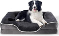 35'' Orthopedic Dog Bed For Large Dog, Memory Foam Dog Bed, Egg Crate Foam Dog Couch Bed With Washable Removable Cover, Grey Grey Faux Fur