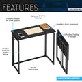 Techni Mobili 31.5 In. Folding Desk For Small Spaces, No Assembly Required, Black Black Office Modern Rectangular Rectangular Particle Board,Steel