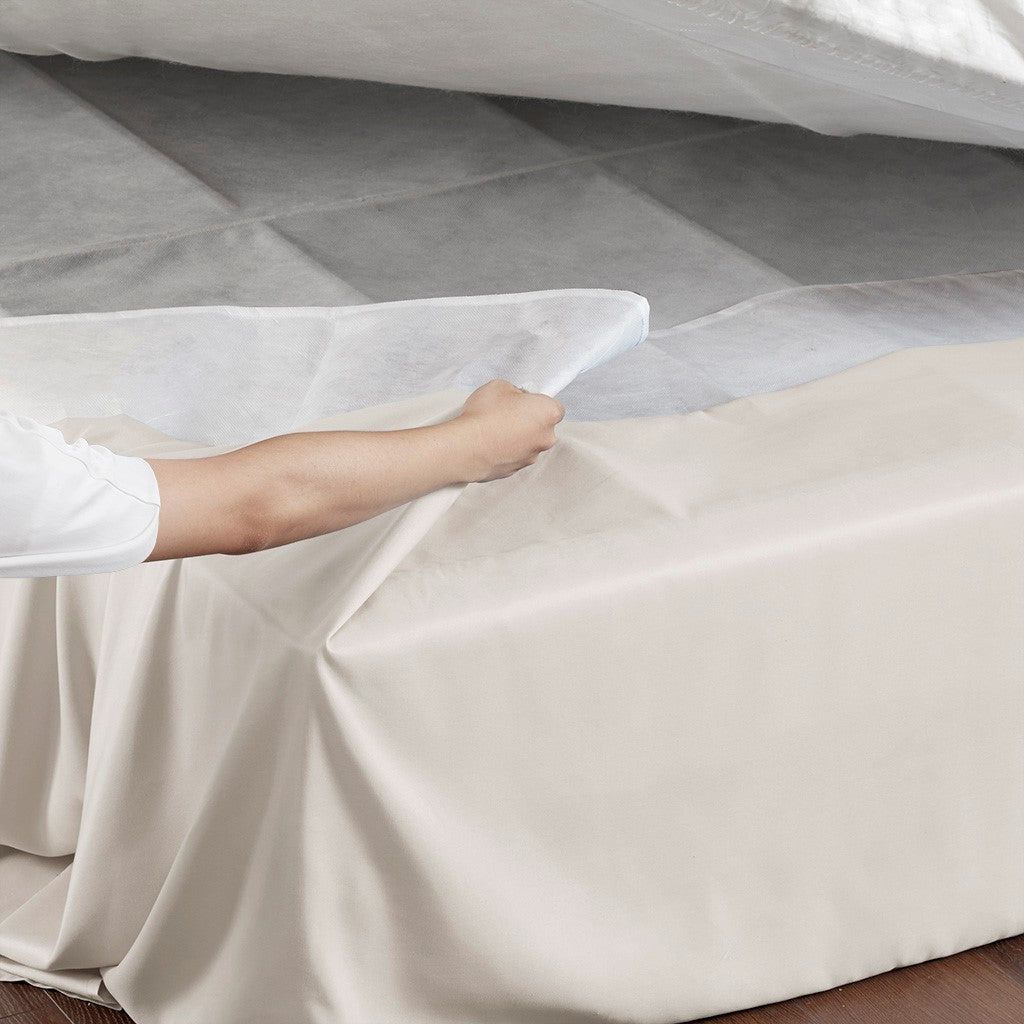 Wrap Around Adjustable Bedskirt Ivory One Size Ivory Microfiber