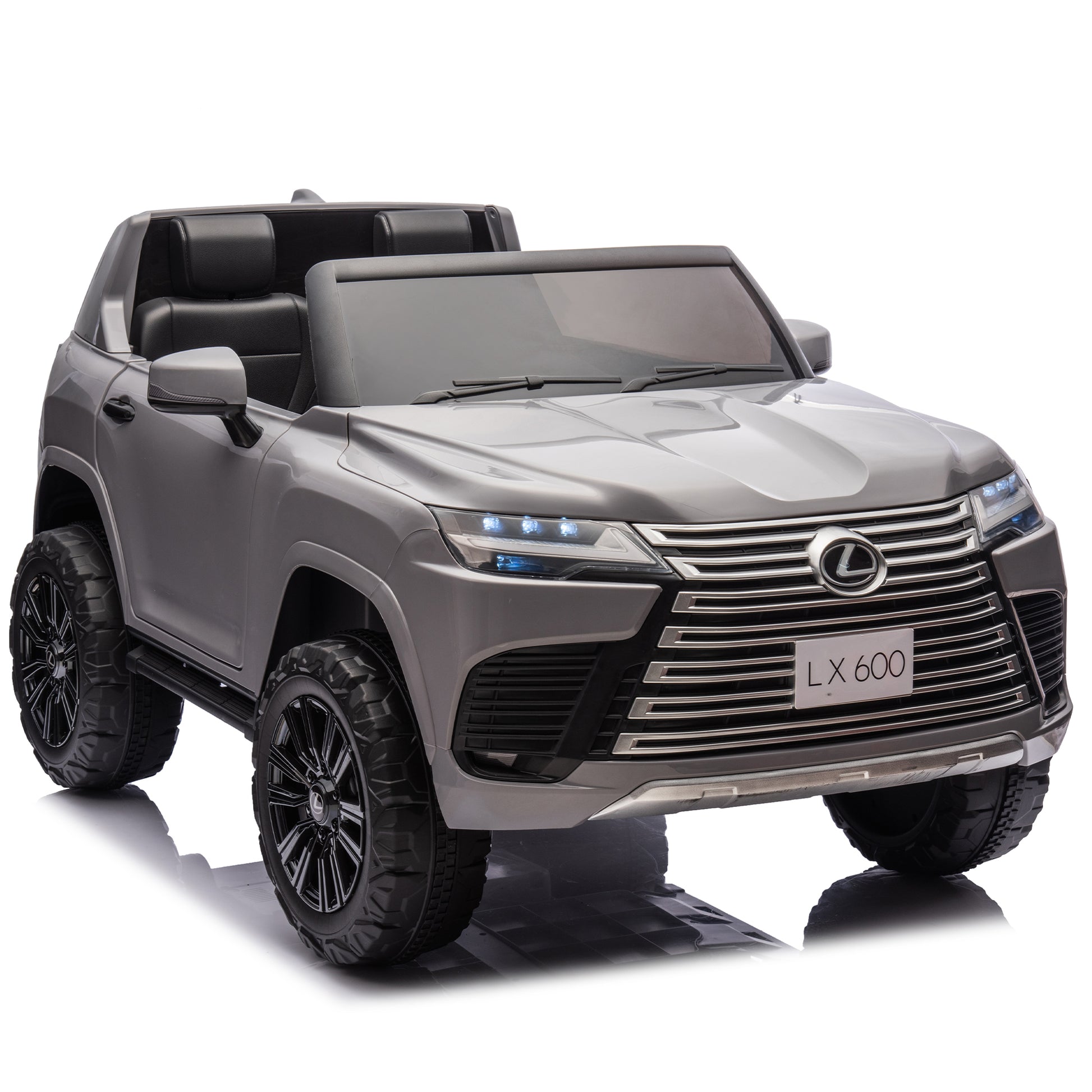 Licensed Lexus Lx600 24V Two Seater Kids Ride On Car W Parents Control,Seat Width 20 Inches,2Wd,Four Wheel Suspension,Bluetooth,Mp3,Music,Adjustable Volume,Power Display,Speeds 1.86 3.11Mph For Kids. Gray Polypropylene