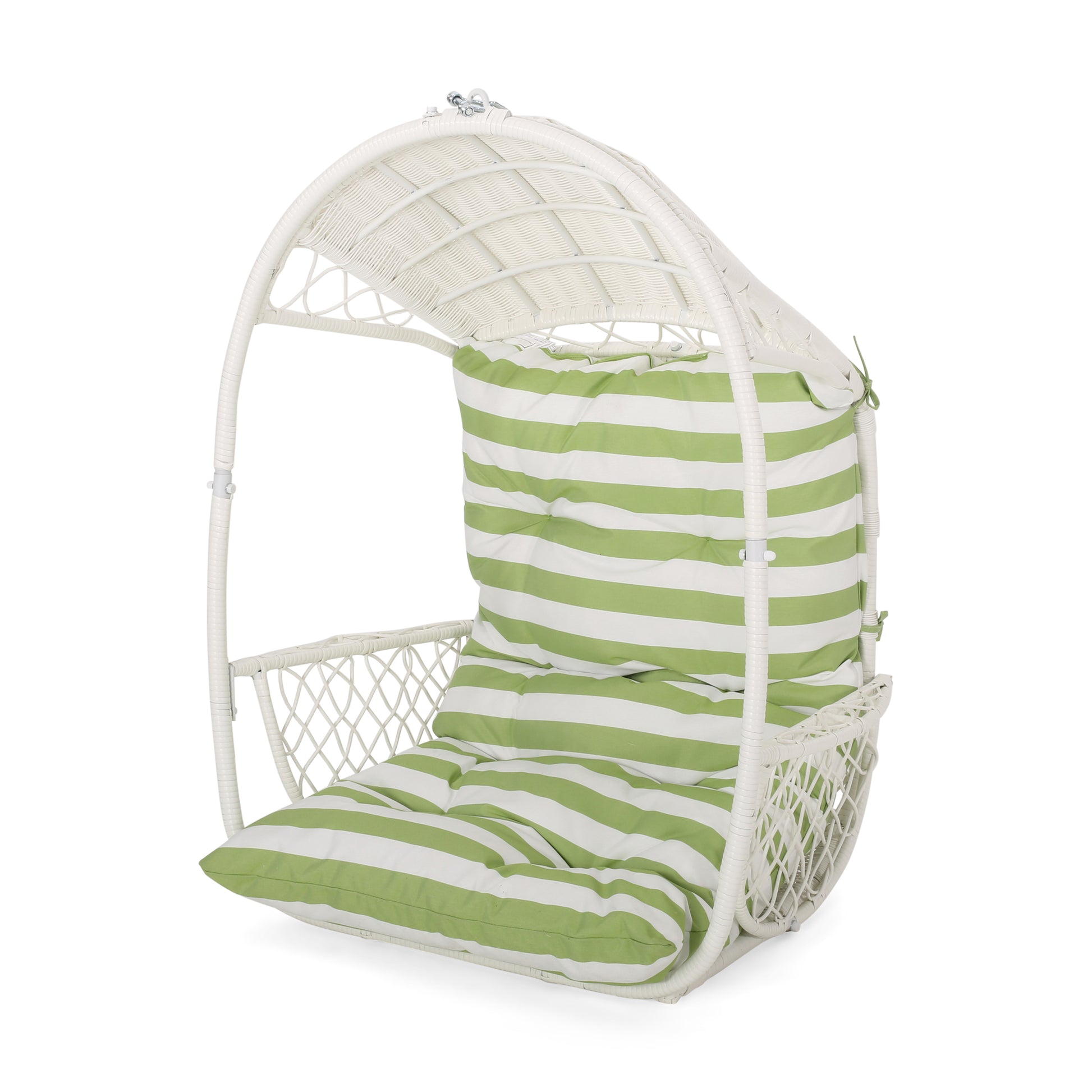 Malia Hanging Chair White Green Fabric