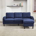Blue Color Knock Down 3 Seat Combo Sofa With Storage Ottoman For Living Room Apartment Bedroom And Compact Room,Room, Upholstered Sectional Couch, L Shaped Bench With A Footrest, A Individual Stool White Wood Primary Living Space Heavy Duty Pine 3 Seat