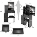 Small Size Left Bedside Cabinet Vanity Table Cushioned Stool, Extra Large Sliding Mirror, Multi Layer, High Capacity Storage Fashionable Dresser, Suitable For Small Space, Epa,Gcc,Ul Certificate