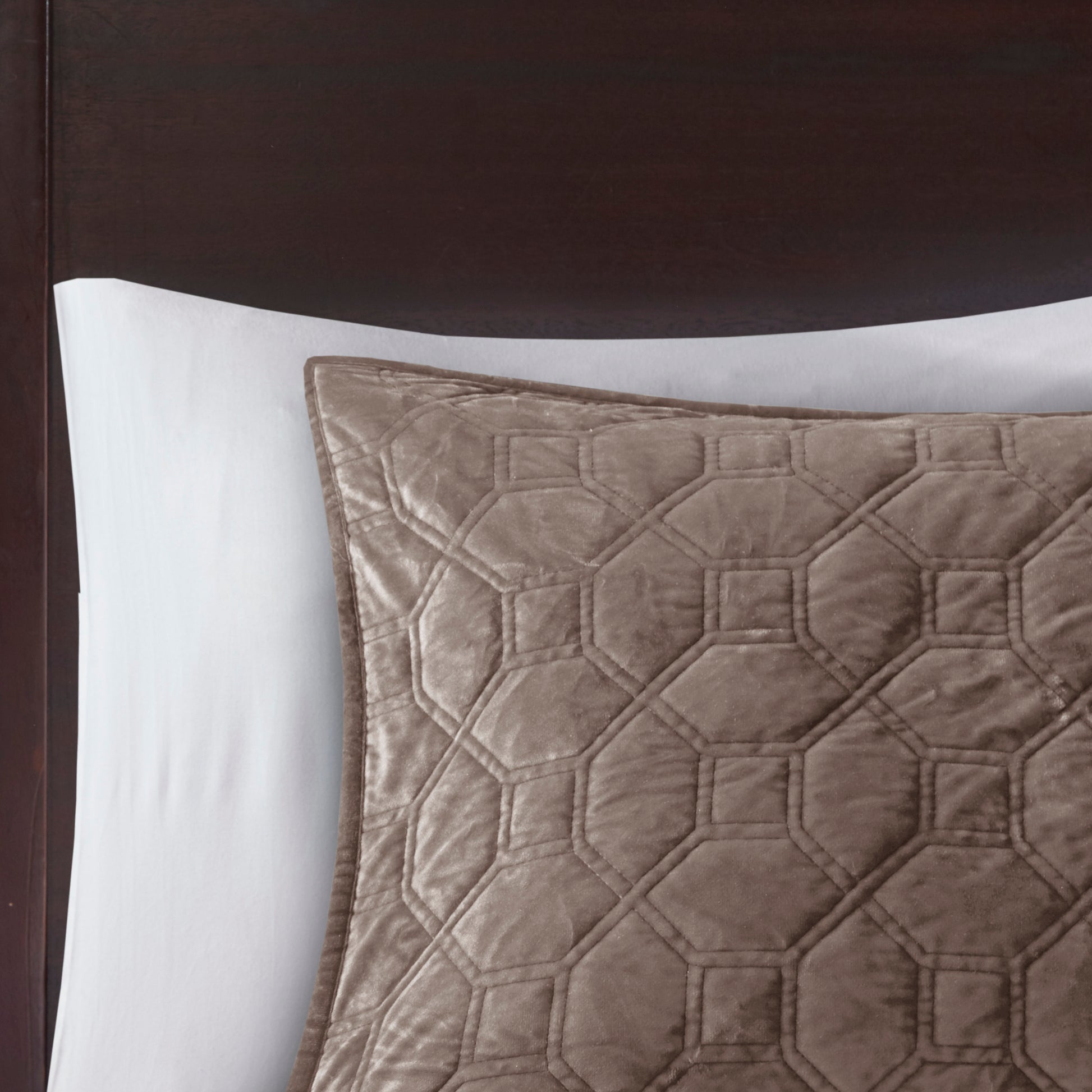 3 Piece Velvet Quilt Set Taupe King Cal King King Taupe Cotton