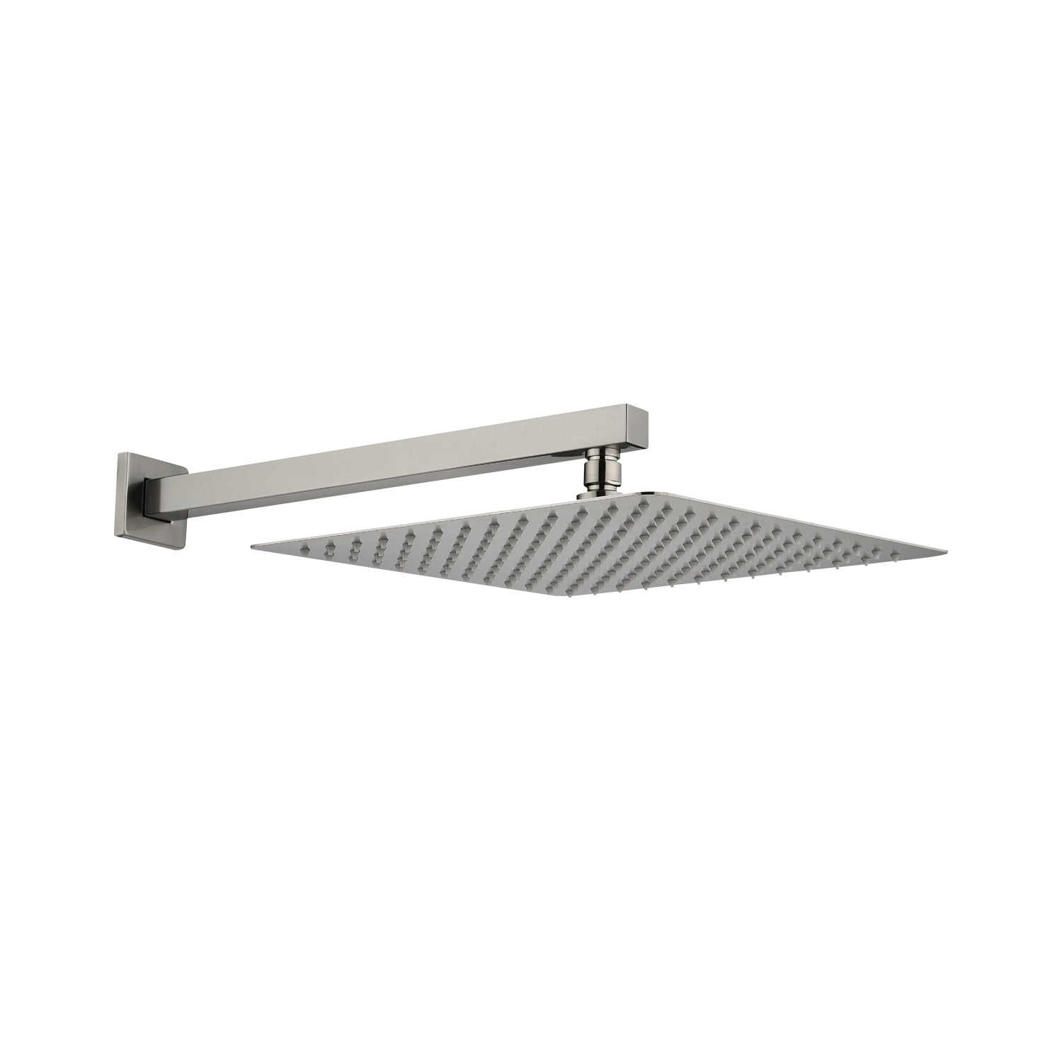 10" Wall Mount Rainfall Square Shower Head Brushed Nickel Stainless Steel