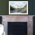 The Maroon Bells White Framed Wall Art For Living Room, Bedroom Wall Art Print For Home Decor By Billy Jacobs Multicolor Wood Paper