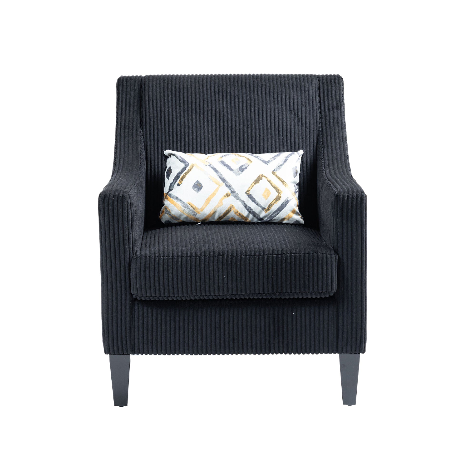 Coolmore Modern Accent Chair,Upholstered Armchair With Scooped Arms For Bedroom,Apartment,Studio,Office,Waiting Room Black Corduroy Black Primary Living Space Foam Corduroy