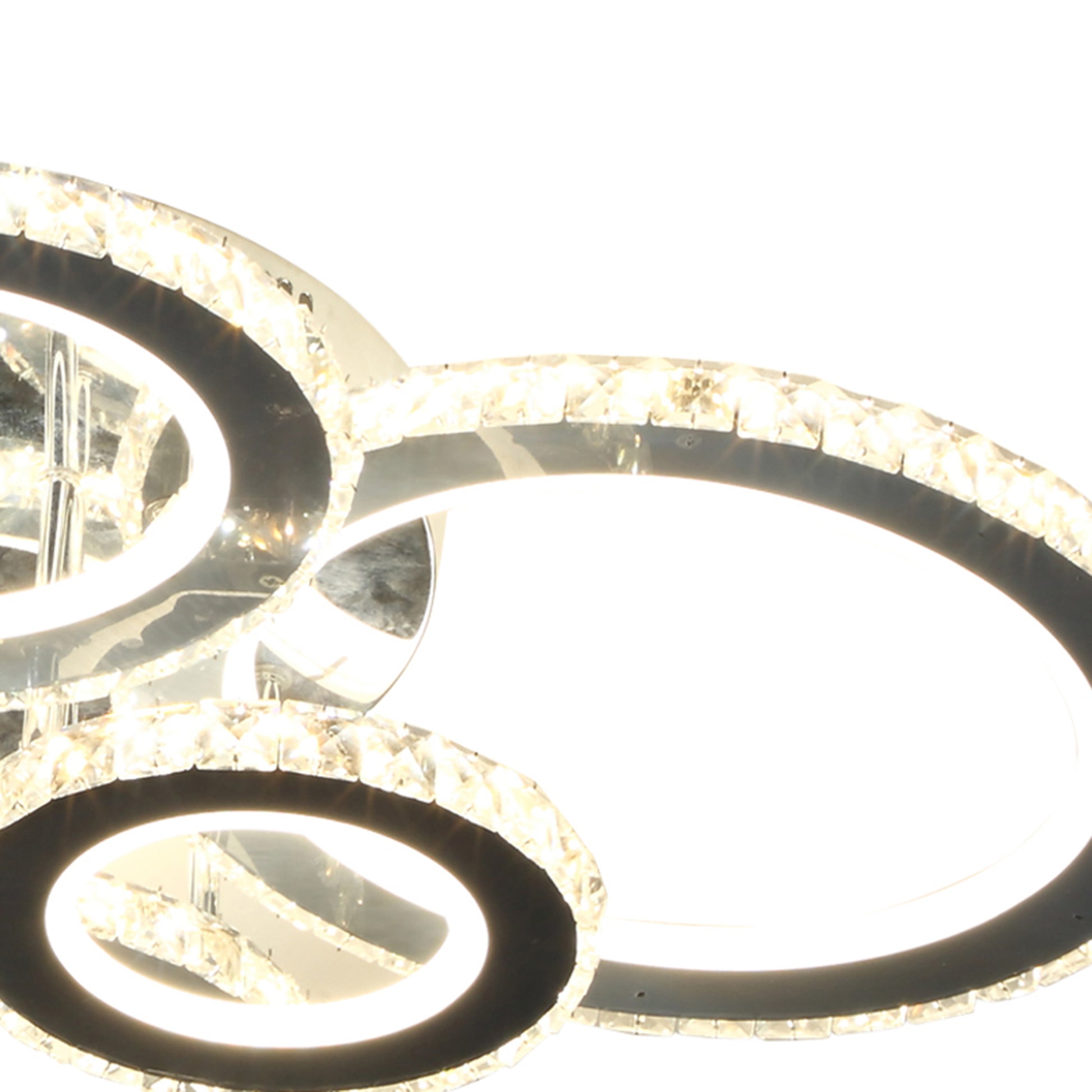Homcom Led Hanging Chandelier Lighting Fixture W 6 Rings & 50,000 Hour Lifespan Silver Steel