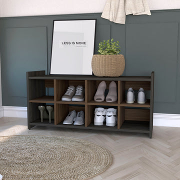 Harrison Entryway Shoe Rack, Eight Cube Spaces 8 Or More Brown Horizontal Primary Living Space Wood Contemporary Melamine Engineered Wood