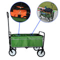 Folding Wagon Garden Shopping Beach Cart Green Grass Green Metal