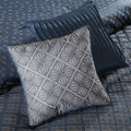 7 Piece Jaquard Comforter Set Navy King King Navy Polyester
