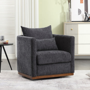 Coolmore Swivel Barrel Chair, Comfy Round Accent Sofa Chair For Living Room, 360 Degree Swivel Barrel Club Chair, Leisure Arm Chair For Nursery, Hotel, Bedroom, Office, Lounge Carbon Black Chenille Carbon Black Primary Living Space Foam Chenille