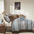 5 Piece Reversible Jacquard Bedspread Set Blue Queen Queen Blue Cotton