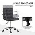 Homcom Home Office Chair, Modern Computer Desk Chair, Task Chair With Upholstered Pu Leather, Adjustable Height, Swivel Wheels, Black Black Faux Leather