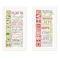 2 Piece Vignette Happy Holidays White Framed Wall Art For Living Room, Bedroom Wall Art Print For Home Decor By Marla Rae Multicolor Wood Paper