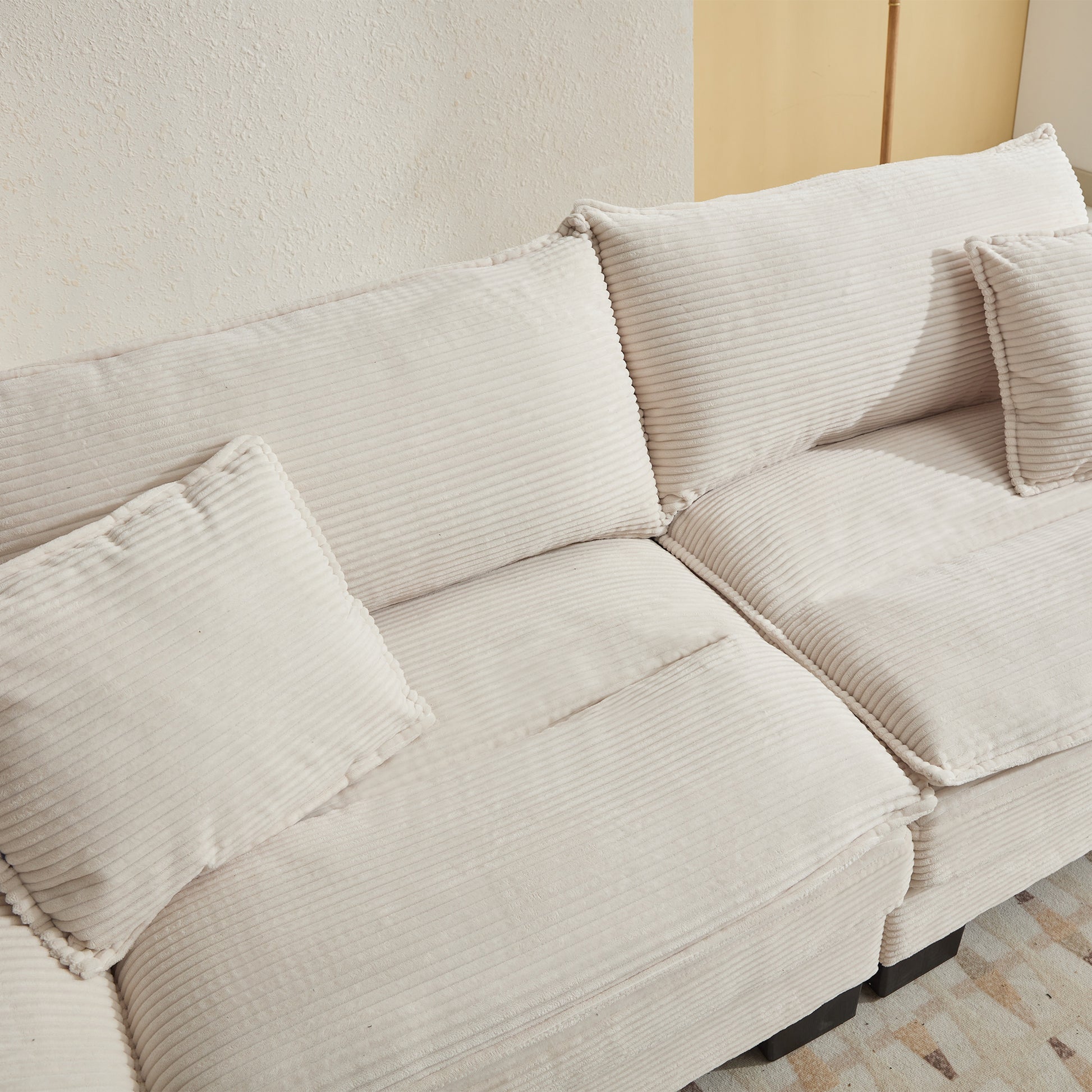 Corduroy Sofa Sleeper Couch Loveseat Sofa With Pillows Comfy Upholstered Deep Seat Sofa For Bedroom,Living Room,Apartment,Office,Dorm Beige Corduroy Beige Foam Upholstered 2 Seat