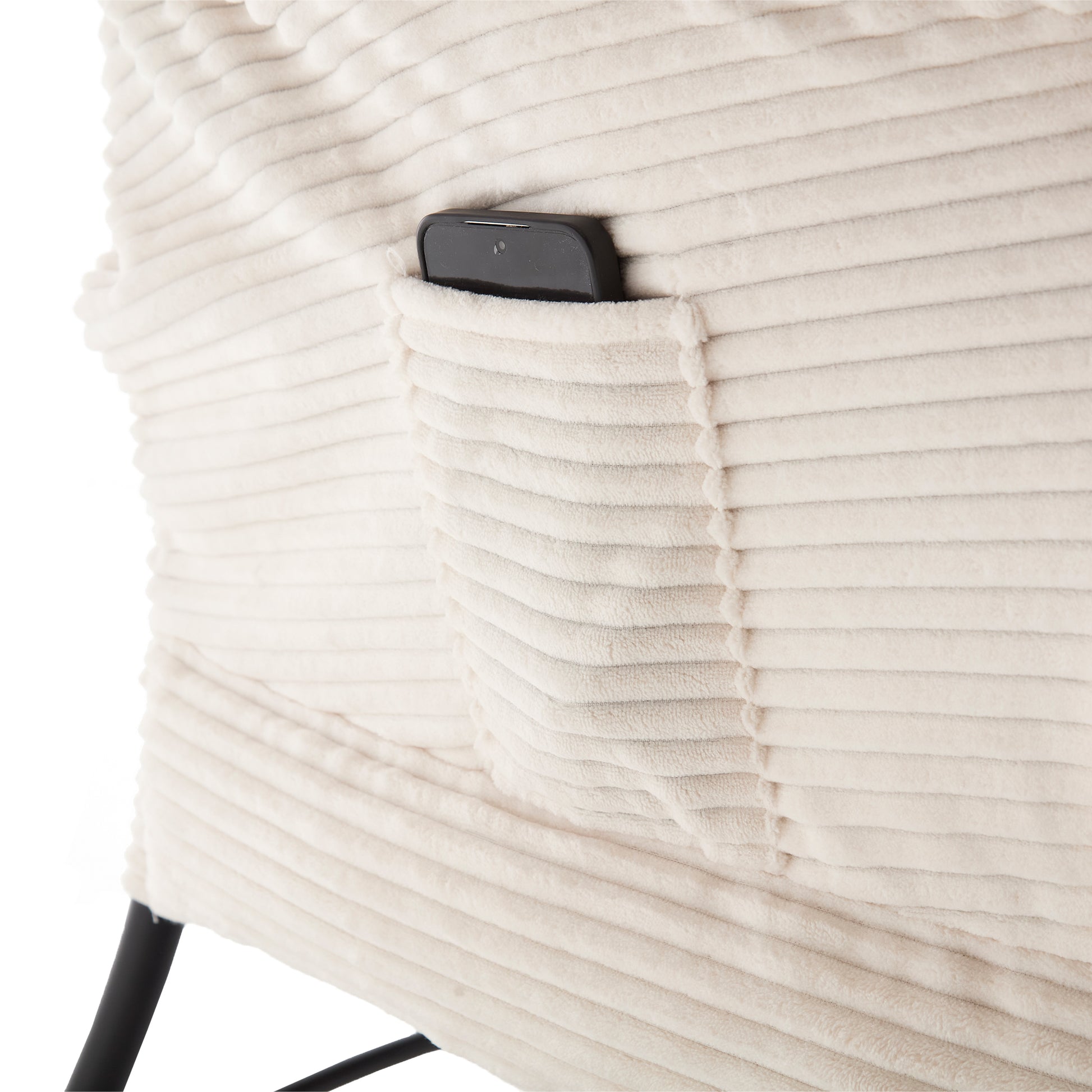 Lazy Chair With Ottoman, Modern Lounge Accent Chair With Armrests And A Side Pocket, Leisure Upholstered Sofa Chair Reading Chair With Footrest For Small Space, Corner Chair White White Cotton Steel