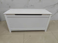 Kids Wooden Toy Box Storage With Safety Hinged Lid For Ages 2 White White Mdf