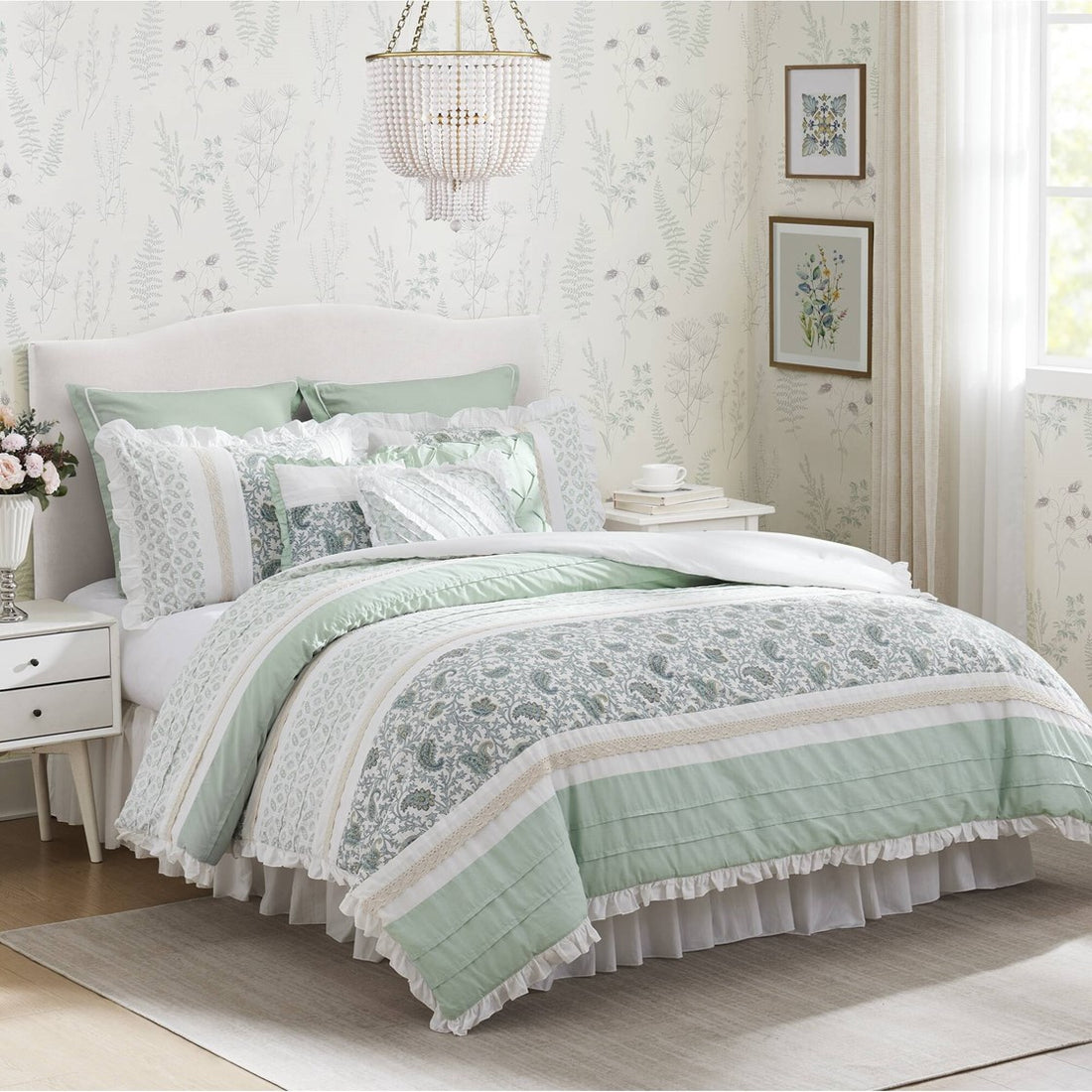 9 Piece Cotton Percale Comforter Set Aqua Cal King California King Aqua Polyester
