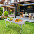 4Ft Rattan Folding Table For Indoor&Outdoor, Portable Foldable Table Rattan Plaited White White Garden & Outdoor Rattan