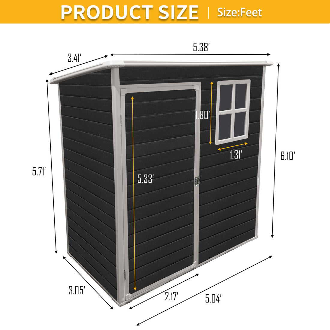 5X3Ft Resin Outdoor Storage Shed Kit Perfect To Store Patio Furniture,Black Black Plastic