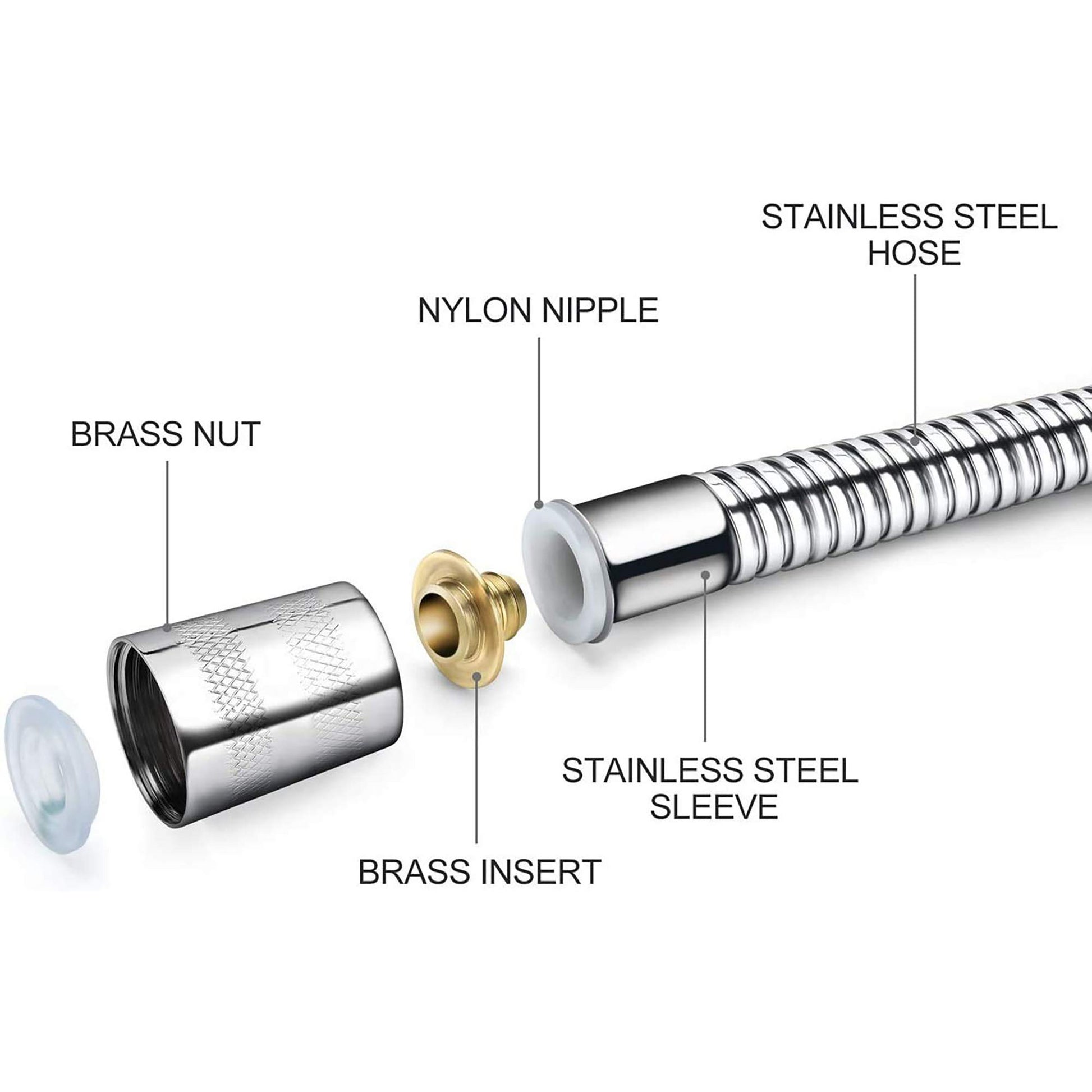 71 Inches Shower Hose Extra Long Handheld Shower Head Hose Extension Replacement Brushed Nickel Stainless Steel